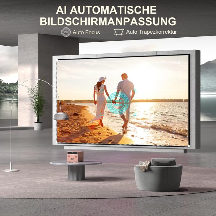 Проектор VOPLLS Mini Beamer 4K 1080P Full HD з автофокусом, корекцією трапеції, WiFi6, Bluetooth, 23000L/29000L для дому та мобільного використання