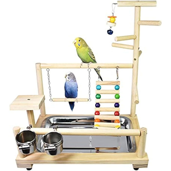 Parrot Playstand, Bird Playground, Parrot Bird Play Area, Parrot Bird Stand Bird Playground for Bird Cages, for Budgies and Cockatiels (37 * 26 * 44CM)