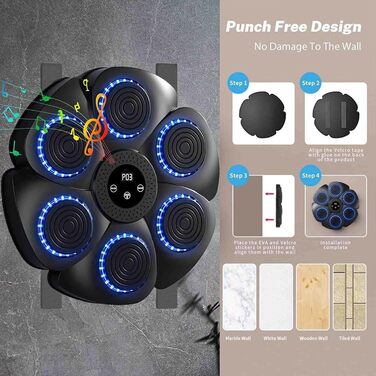 YeahBoom Музична Bluetooth Бокс-машина: тренажер для ударів з музикою, настінний, розумний, електронний