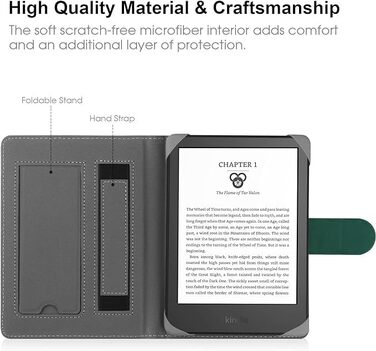 Чохол для Kindle Paperwhite/Kobo Clara HD/Pocketbook/Tolino/Sony E-Reader, зелений (6-6.8