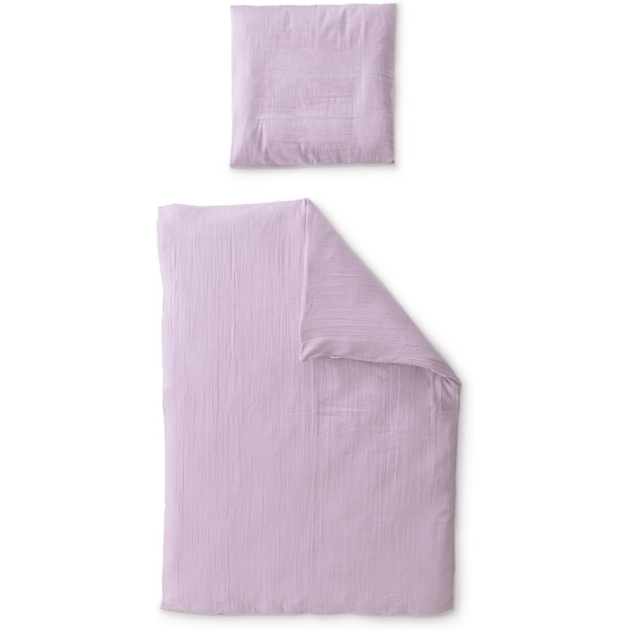 Комплект постільної білизни Ehrenkind® з мусліну | 100% органічна бавовна | Стандарт 100 by Oeko-TEX | Джинсовий блакитний | Постільна білизна 135x100 (Flieder Musseline, 200x135cm + 80x80cm)