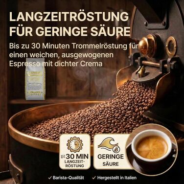 Кава в зернах GUGGENHEIMER COFFEE Gourmet Arabica, 2 кг (4 x 500 г) — преміум еспресо для автоматичних кавомашин, низька кислотність, горішно-фруктовий смак