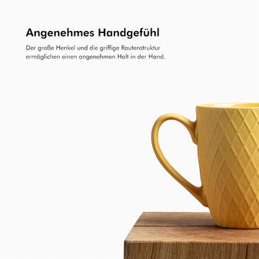 Набір кавових чашок KIVY 6 шт по 400 мл - великі чашки для кави та чаю, керамічні, сучасний дизайн, набір чашок