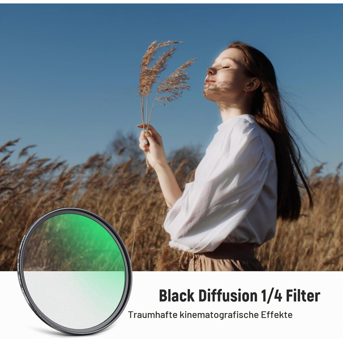 Фільтр Neewer Black Diffusion 1/4 (77мм) для створення кінематографічного ефекту туману, багатошарове нанопокриття, для відео, влогів та портретної фотографії