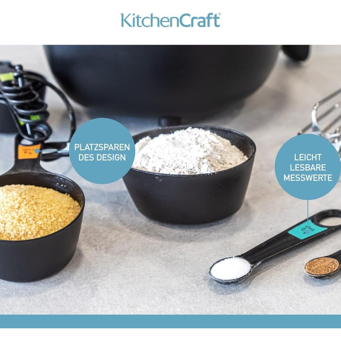 Набір мірних ложок KitchenCraft 10 шт. з тримачем, чорний