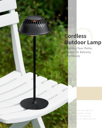 Світлодіодна настільна лампа бездротова LED для вулиці та дому, димована, з акумулятором 5200mAh, водонепроникна IP54, чорна (2 шт)