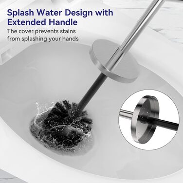 Набір для туалету DOWRY: щітка для унітазу з тримачем, 2 насадки, металева, для ванної кімнати (сріблястий, циліндричний)