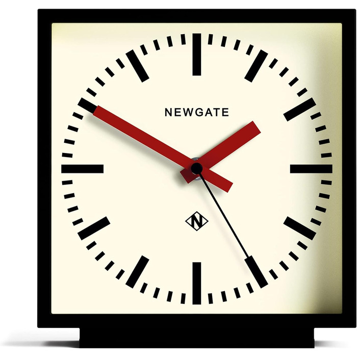 NEWGATE® Amp Silent Sweep Clock – 'No Tick' – a Modern Mantel Clock – Clocks for Living Rooms – Office Clock – Desk Clock – Mantel Clocks – Station Dial (Red)