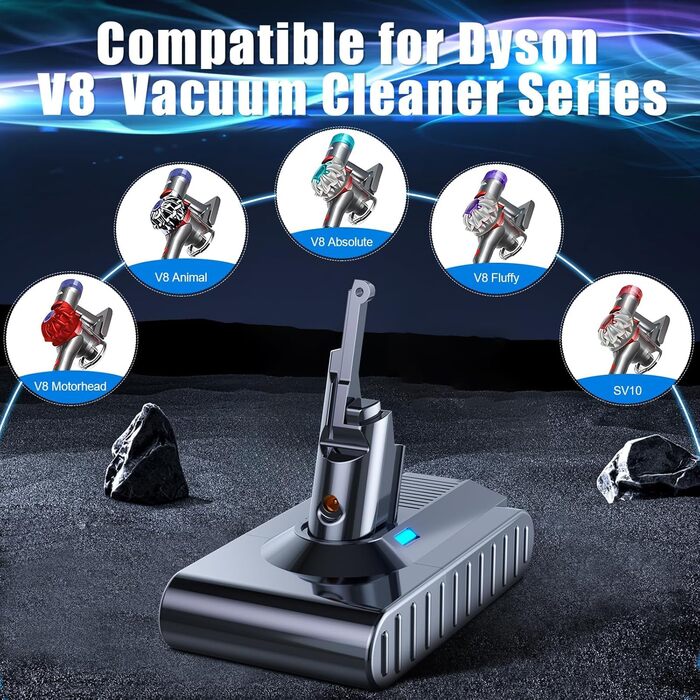 Замінний акумулятор BATTOOL V10 6000mAh для пилососів Dyson V10/SV12 (з фільтром та щіткою)