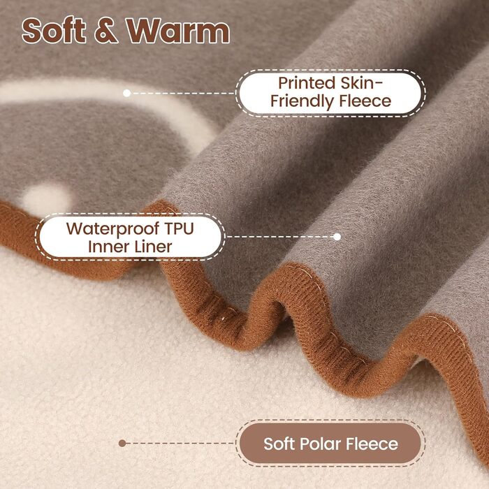 Водонепроникний килимок для собак, 152x127 см, фланель та шерпа, для середніх та великих собак, машинне прання - чорний (100x75 см, коричневий)