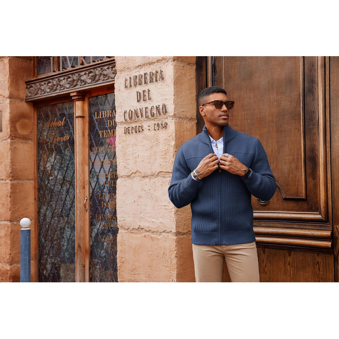 Кардиган чоловічий PJ PAUL JONES з блискавкою та стійким коміром, темно-синій (XL)