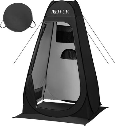 Намет для туалету Dewur для кемпінгу з UV 50+ захистом, душовий намет, Pop-Up переодягальня, мобільний туалет для відпочинку на природі, пляжі та кемпінгу, з сумкою, зелений (чорний)