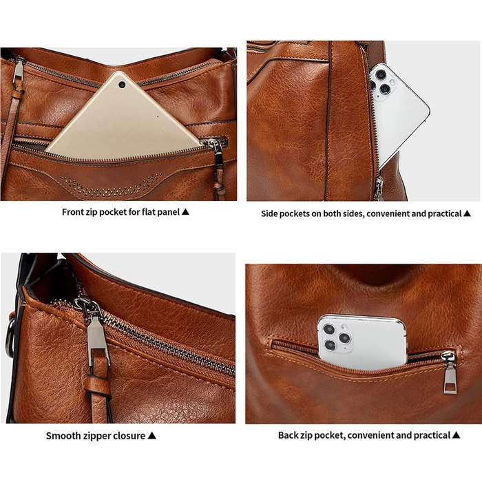 Сумка жіноча шкіряна (PU шкіра) через плече шопер Top-Griff елегантна коричнева Damen