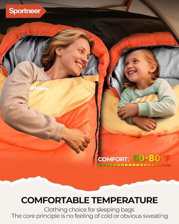 Сплячий мішок Sportneer для кемпінгу: 3-4 сезонний, легкий, компактний, для дорослих