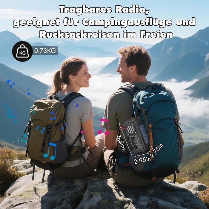 Радіо на сонячній батареї 20000mAh з ручним заводом, AM/FM, LED ліхтарик, SOS сигнал, IPX6, чорний