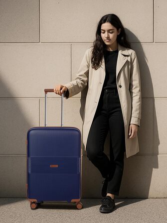 Набір валіз Eco Edition 3 шт. з жорстким корпусом | Розширювані валізи з дельфіновою блискавкою, міцний та легкий матеріал, 4 подвійні колеса & TSA-замок | Для жінок та чоловіків (Navy, валіза M (67 см) розширювана)