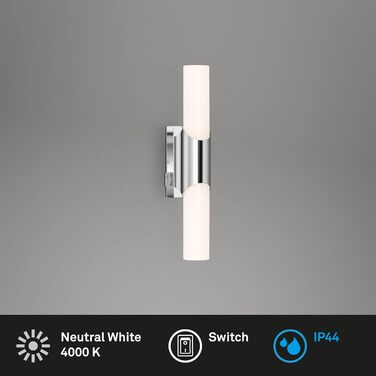 Briloner Leuchten - LED Bathroom Light, IP44 Bathroom Lamp, 11 Watt, 1300 Lumens, 4000 Kelvin, Chrome-White, 470x65x68mm (LxBxH)