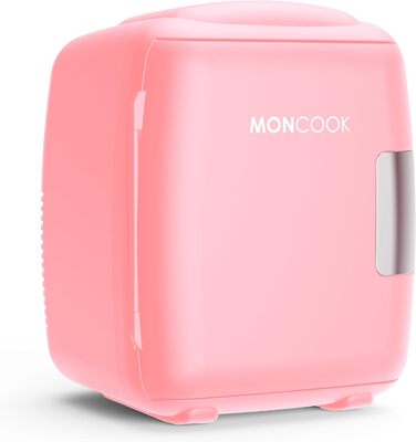 Mini-холодильник MONCOOK для спальні: 9L, рожевий, з функцією охолодження та підігріву, портативний, тихий - ідеально для дому, офісу, авто, подорожей