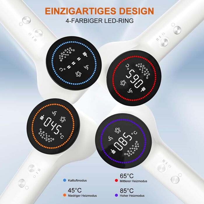 Фен для волосся з плазмою та безщітковим мотором 110 000 об/хв - швидке сушіння, тиха робота, з магнітною насадкою, для дому та подорожей (темно-сірий)