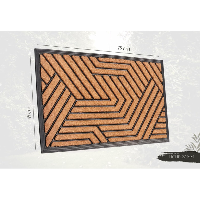Килимок Hanse Home кокосовий для дому та вулиці 45x75 см (Лабіринт) - вологостійкий, антиковзкий килимок для входу, тераси