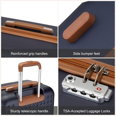 Чохол-валіза KONO з ABS-пластику, 75 x 48 x 29 см, з TSA-замком, білий (синій, 4 шт.)