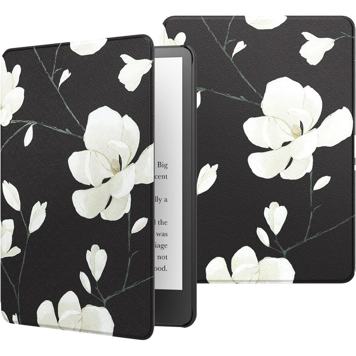 Чохол MoKo для Kindle Paperwhite 11 (2021) 6.8 дюйма, з функцією авто-сплячки, з міцного кожзаму, Signature Edition, Магнолія (чорний та білий)