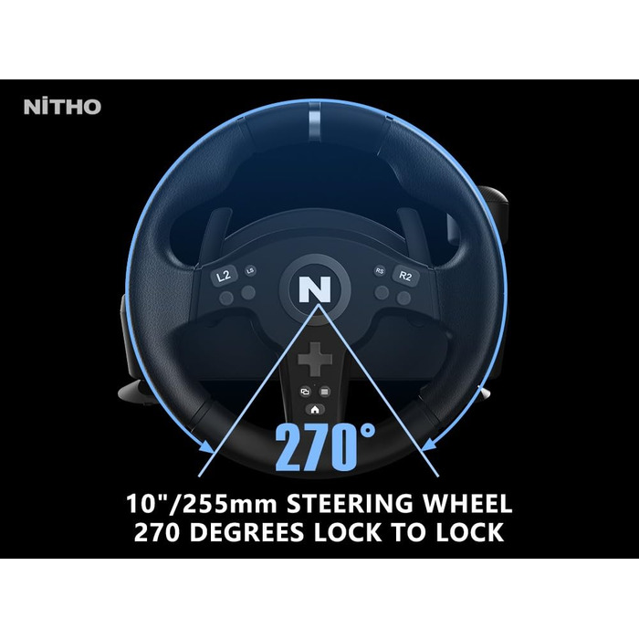 NITHO Drive Pro V200 - Руль для гонок з педалями та перемикачем передач, для PC, PS4, Xbox, 270° з вібрацією, сумісний з симуляторами