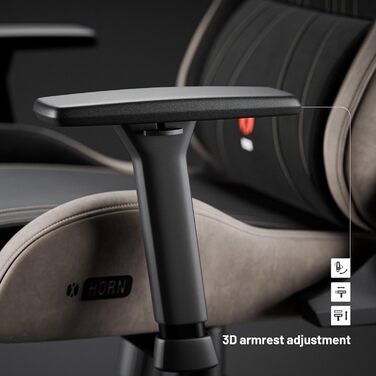 Ігрове крісло Diablo X-Horn 2.0, ергономічне, тканинне, 150 кг, 3D підлокітники, підголівник і поперекова підтримка, бежево-чорне, розмір L, для геймерів та офісу