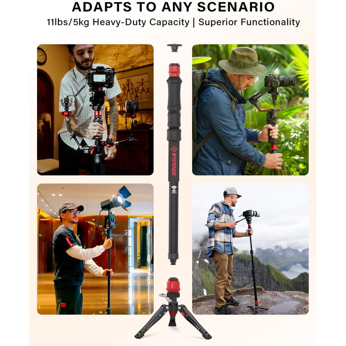 Однонога штатив iFootage Cobra 3 C180F-P з карбону, 181 см, до 8 кг