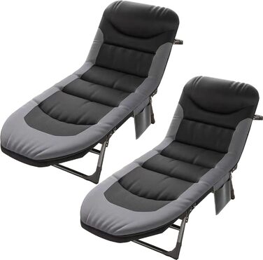 Розкладне ліжко-крісло для кемпінгу та відпочинку: розкладне ліжко, карпове ліжко, ліжко для риболовлі, гостьове ліжко (чорний)