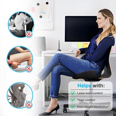 Подушка для офісного крісла Ajiteogy з Memory Foam, ергономічна, для рівномірного розподілу ваги та комфорту