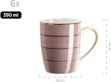 MÄSER Bel Tempo II, 30-piece Vintage Dinnerware Set for 6 People, Hand-Painted Ceramic Combination Service, Stoneware, Berry