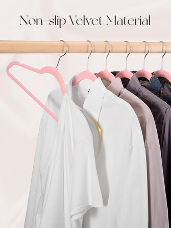 Вешалки для одягу HOUSE DAY, 20 шт. - вешалки з оксамиту, для костюмів, штанів, широкі, обертаються на 360°, рожеві