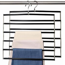 Collapsible Trouser Hangers, 2 Pack Trouser Hangers Space-Saving, Foldable Non-Slip Trouser Rack Made of Stainless Steel, Multifunctional Closet Organizer, Holds Multiple Pants, Jeans, Scarves