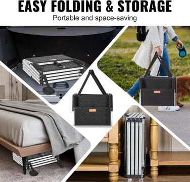 Сходинка для собак VEVOR у автомобіль: 5 сходинок, широка, складна, з антиковзким покриттям, з легкого алюмінію, для авто, SUV та вантажівок (68-88 см)