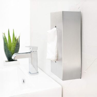 Коробка для серветок з нержавіючої сталі Com-Four® - настінний диспенсер для серветок (сріблястий)