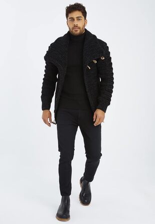 Чоловічий кардиган Leif Nelson з ґудзиками, Regular Fit, чорний/антрацитовий, для повсякденного та ділового стилю