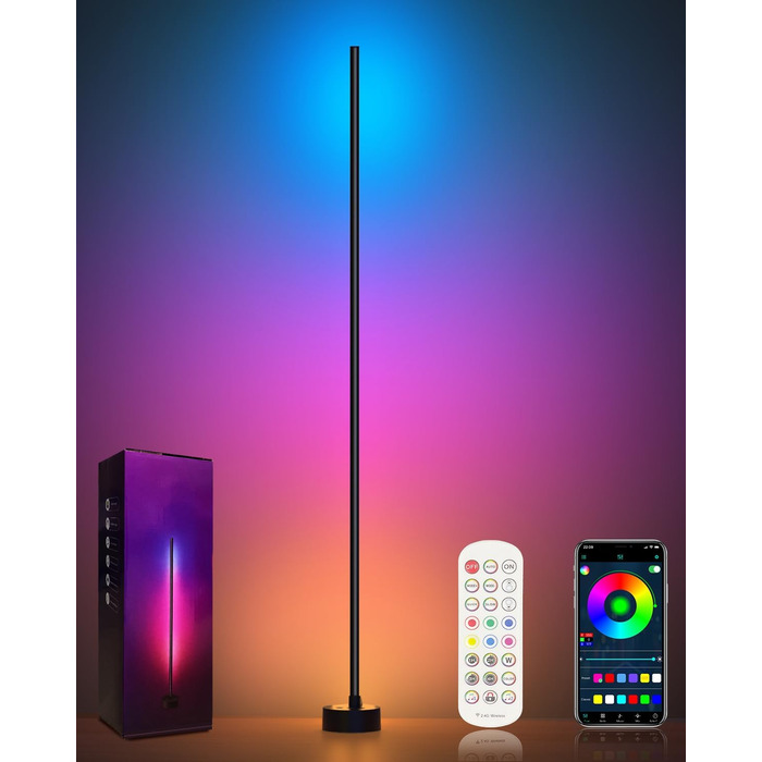 LED-підсвітка для дому: RGB-лампа для вітальні, спальні, ігрової кімнати. Димер, керування через додаток, музичний синхронізатор, 16 мільйонів кольорів, 68 режимів, чорний колір