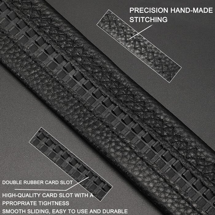 Чоловічий шкіряний ремінь з пряжкою Ratschengürtel, преміум якість, регульований, чорний, 124.5 см