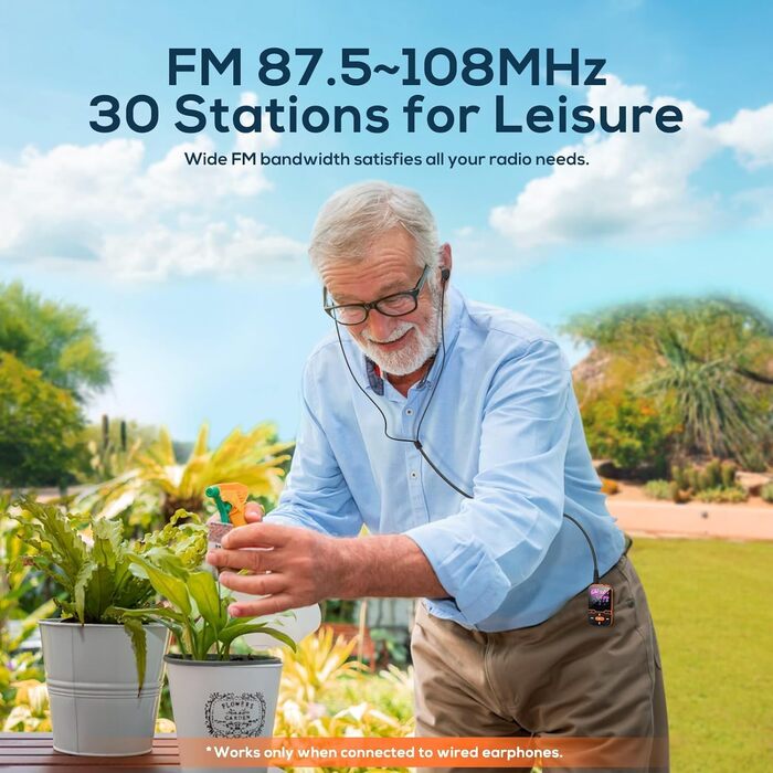 MP3 плеєр Bluetooth 5.3 Orange: Спорт, 16GB, Радіо, E-Book, Крокомір, Запис голосу, MicroSD до 128GB