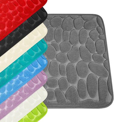 Memory Foam Bathroom Rug - Non-Slip Washable & Quick-Drying Bath Mat - 50x80 cm Black