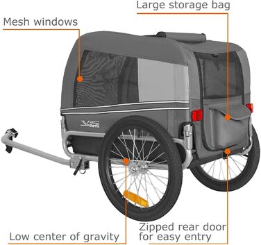 Tiggo VS Pets M: Фаркоп для собак, велосипедний причіп для собак, сірий