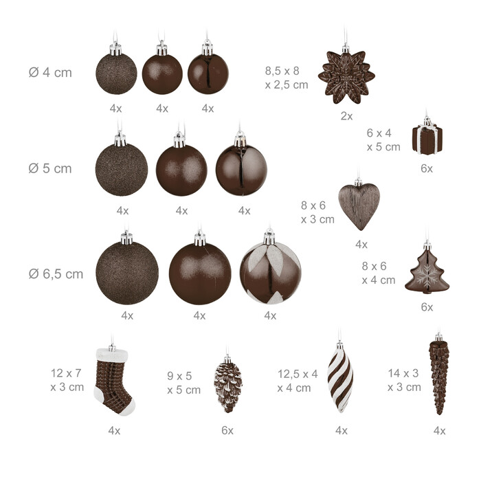 Relaxdays Set of 72 Christmas Baubles
