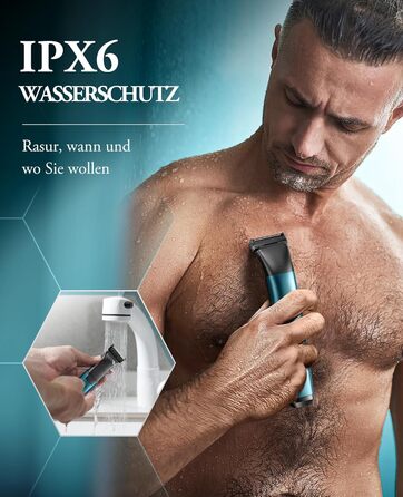 Триммер для тіла Kensen 2-в-1 для чоловіків: для особистої гігієни, тіла, обличчя. З насадкою, для сухого та вологого гоління, USB-C, зелений