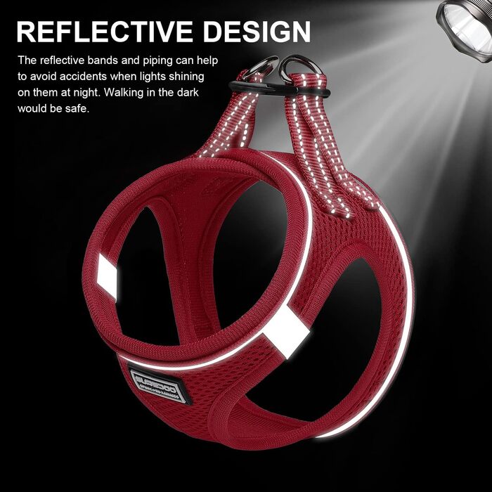 Нашийник для собак з повідком Anti-Pull, світловідбиваючий, для маленьких собак, кошенят, тварин (Червоний, S)