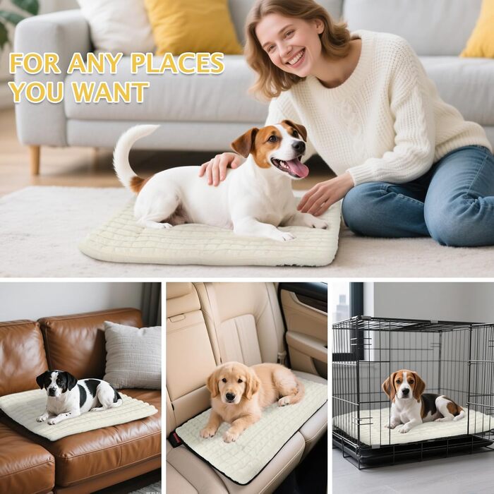 М'яке ортопедичне ліжко для собак BVAGSS, 90x60 см, біле. Зручна собача лежанка з неслизьким дном, миється. Підходить для собак маленьких, середніх та великих порід.