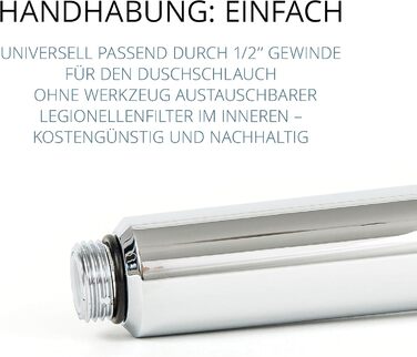 Legionella Filter Showerhead Safety Chrome | Medical Technology | Certified | Immediate Protection | Discreet | High Quality