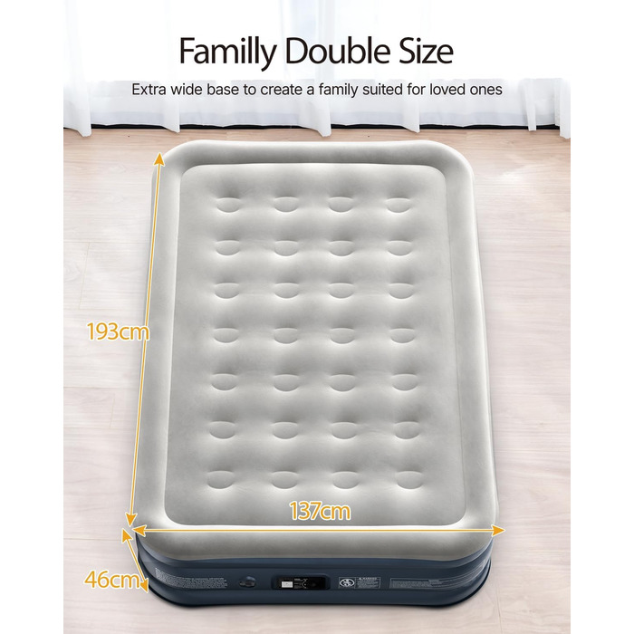 Надувний матрац iDOO з електричною помпою, самонадувний, 137x193x46 см, для дому та кемпінгу