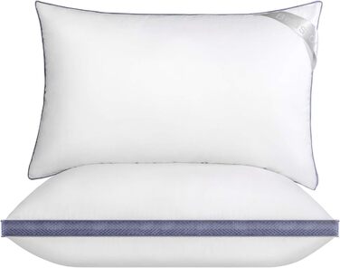 BedStory Pillow 40x80, 2-Pack 40x80 Pillows, 2x850g 100% Microfiber, Supportive, Breathable Sleeping Pillow, Suitable for Side Sleepers, Back Sleepers, and Stomach Sleepers, White 2 Pieces (1 Pack) White+Blue