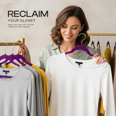 Плечики для одягу Utopia Home з оксамиту - антиковзаючі, міцні (20 шт.) - фіолетові